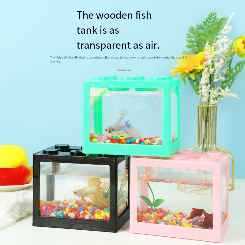 Novelty Block‑Shaped Mini Aqua - đánh giá và giá Aquarium Goldfish