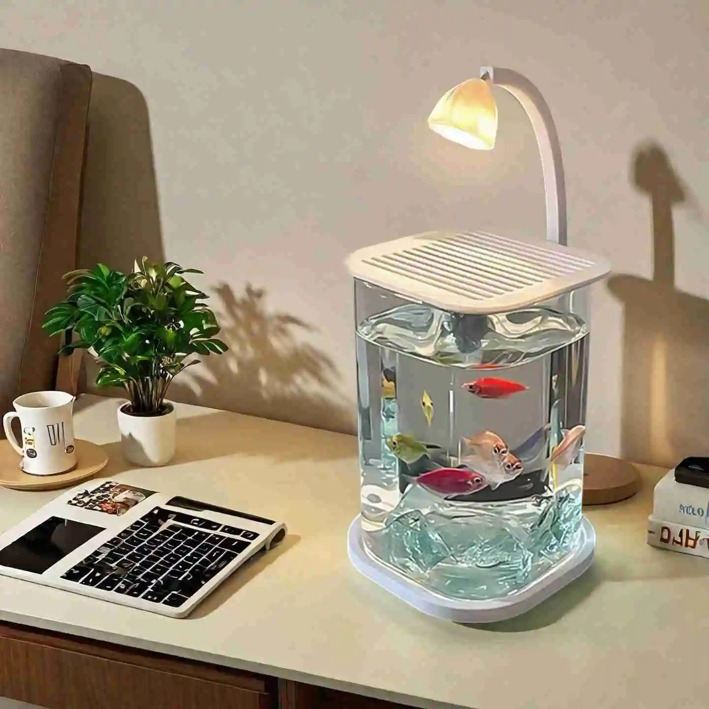 Mini Betta Fish Glass Tank Des - đánh giá và giá Aquarium Goldfish